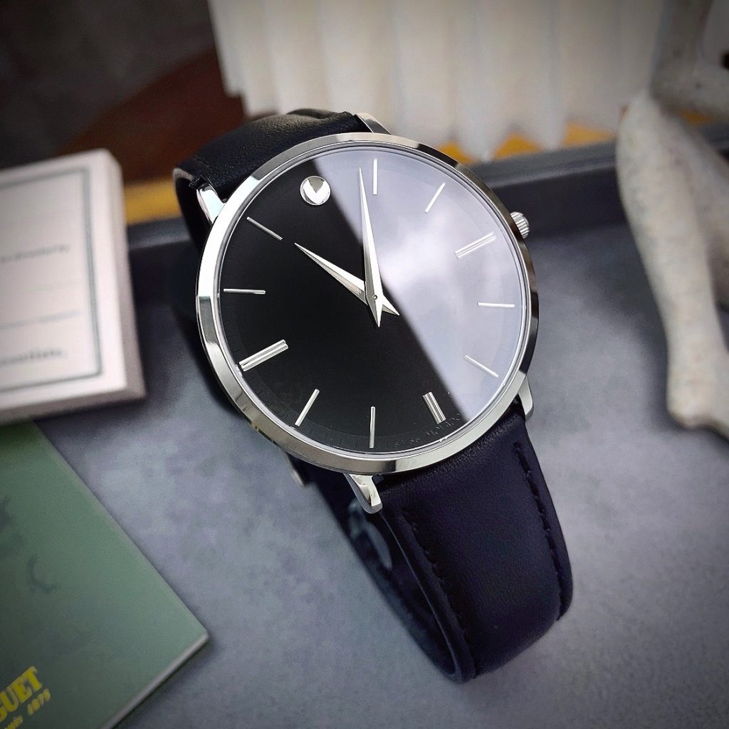 Đồng hồ Movado Ultra Slim nam dây da Super Fake 40mm