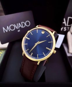 Đồng hồ Movado Ultra Slim nam măt xanh Fake giá rẻ 40mm