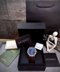 Đồng hồ Movado Ultra Slim nam măt xanh Fake giá rẻ 40mm