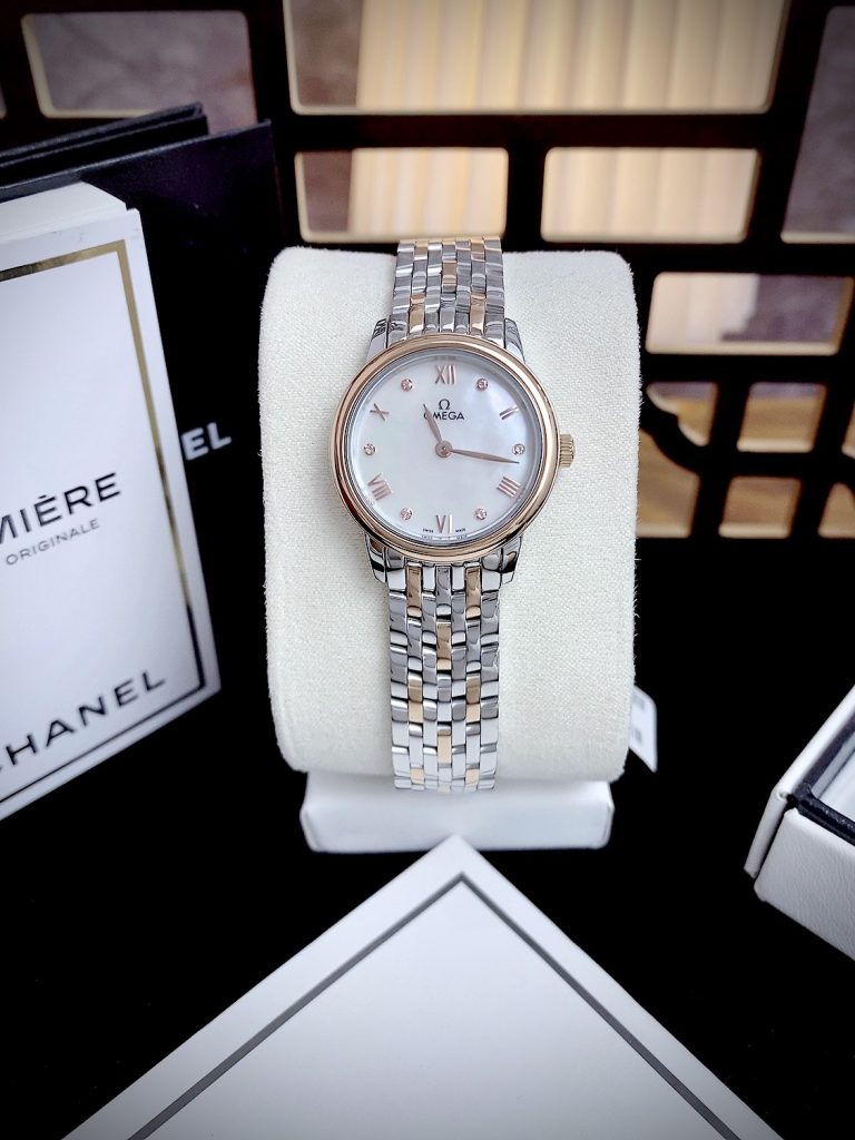Đồng hồ Omega Deville nữ 3 màu mặt dây kim loại Fake giá rẻ 27.5cm 