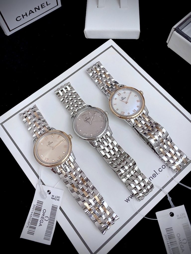 Đồng hồ Omega Deville nữ 3 màu mặt dây kim loại Fake giá rẻ 27.5cm 