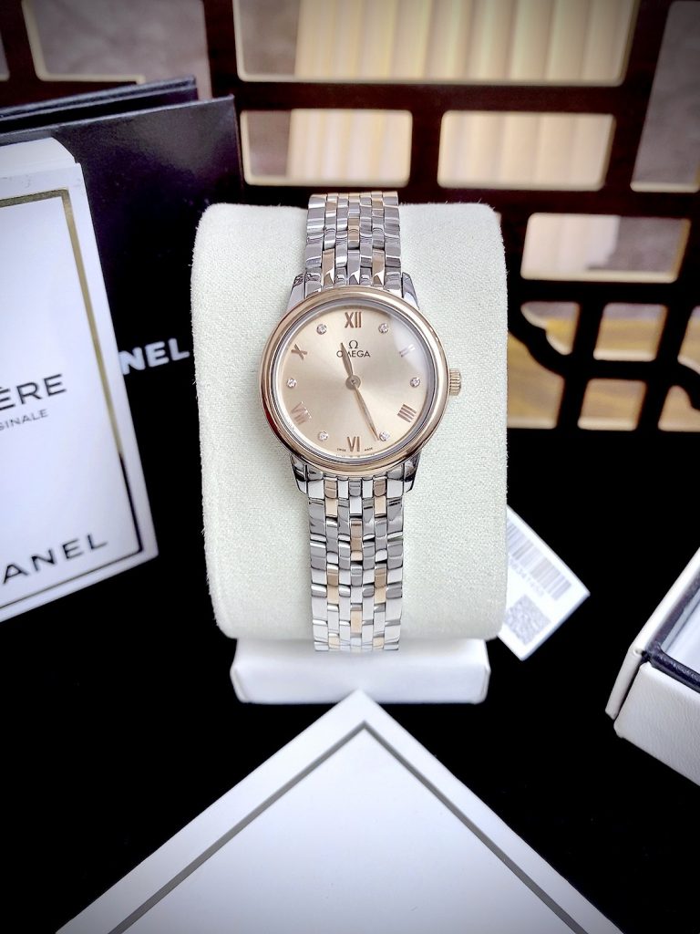 Đồng hồ Omega Deville nữ 3 màu mặt dây kim loại Fake giá rẻ 27.5cm 