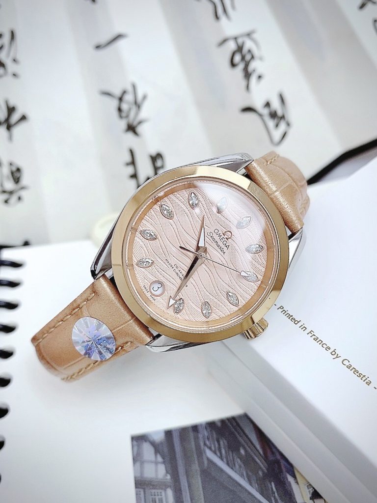 Đồng hồ Omega Seamaster Aqua Terra nữ màu vàng Super Fake 34mm