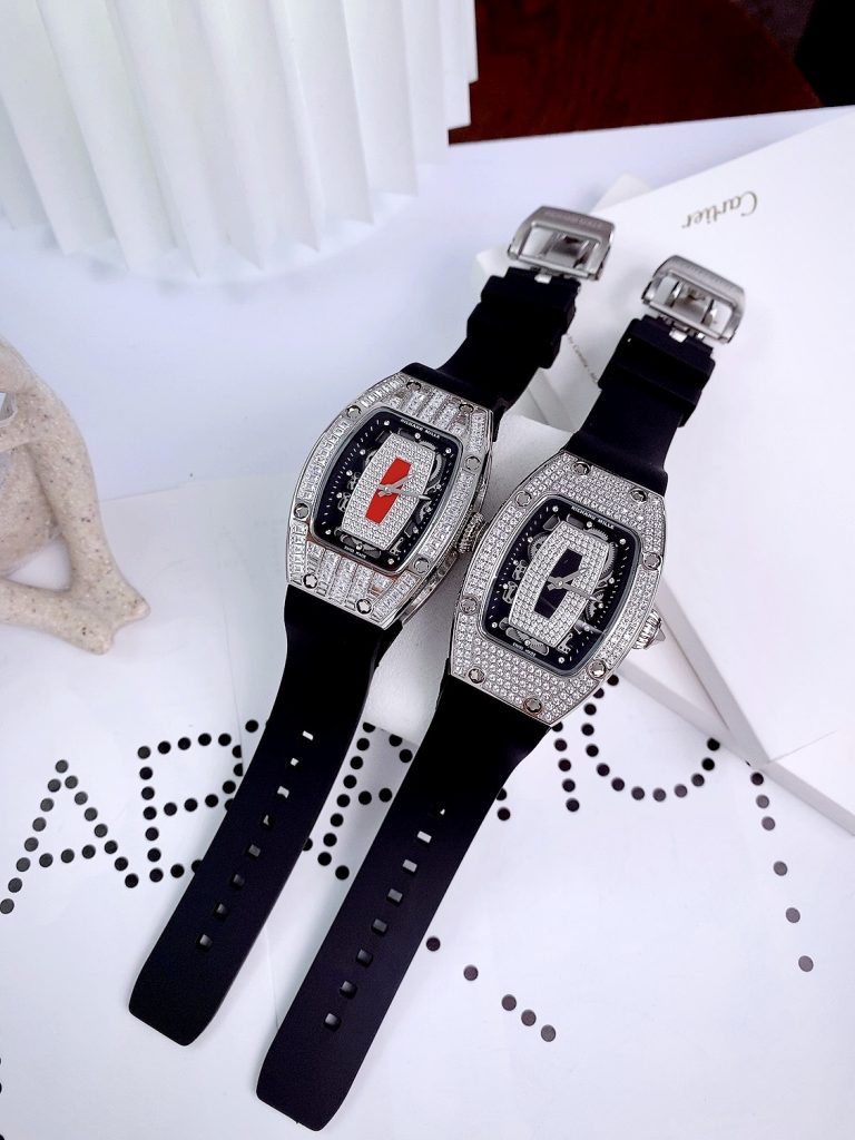 Đồng hồ Richard Mille RM007 nữ đính full đá máy Nhật màu đen 36mm (11)