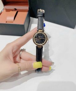 Đồng hồ Salavatore Ferragamo Intreccio nữ mặt đen đính đá Like Auth 31mm