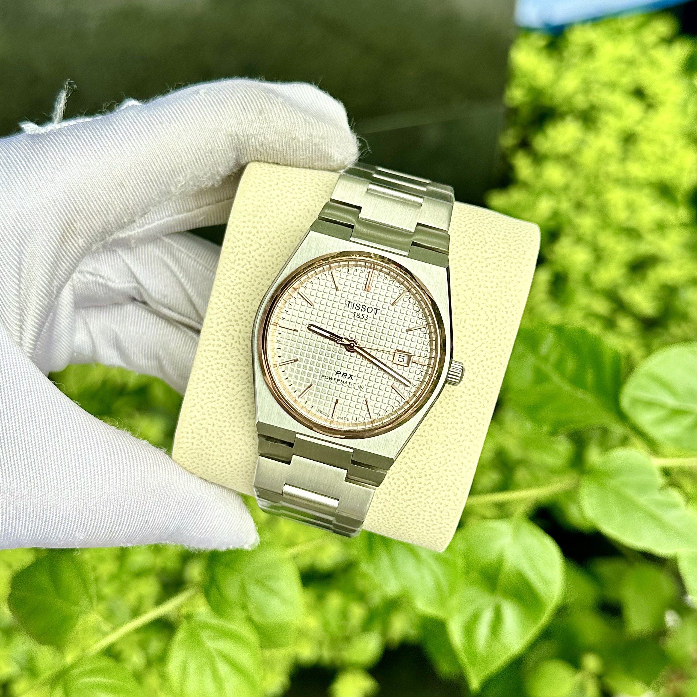 Đồng hồ Tissot 1853 Prx Powermatic 80 nam mặt trắng Super Fake 40mm (5) Đồng hồ Tissot 1853 Prx Powermatic 80 nam mặt trắng Super Fake 40mm
