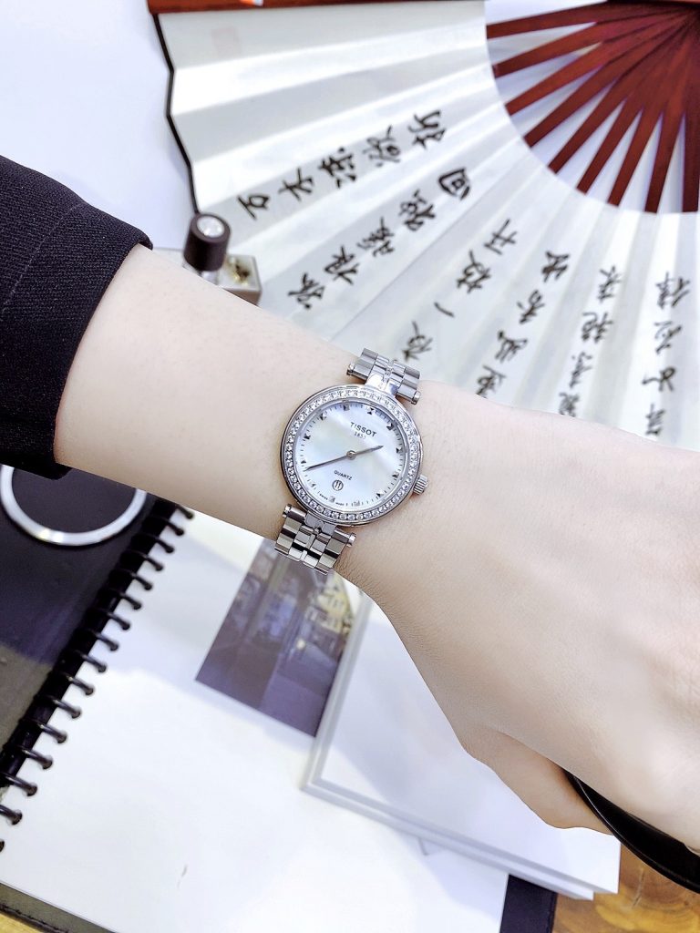 Đồng hồ Tissot Lady nữ mặt trắng dây kim loại Like Auth 30mm