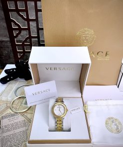 Đồng hồ Versace Tribute nữ mặt trắng dây kim loại Like Auth 36mm