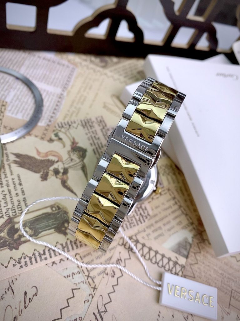 Đồng hồ Versace Tribute nữ mặt trắng dây kim loại Like Auth 36mm