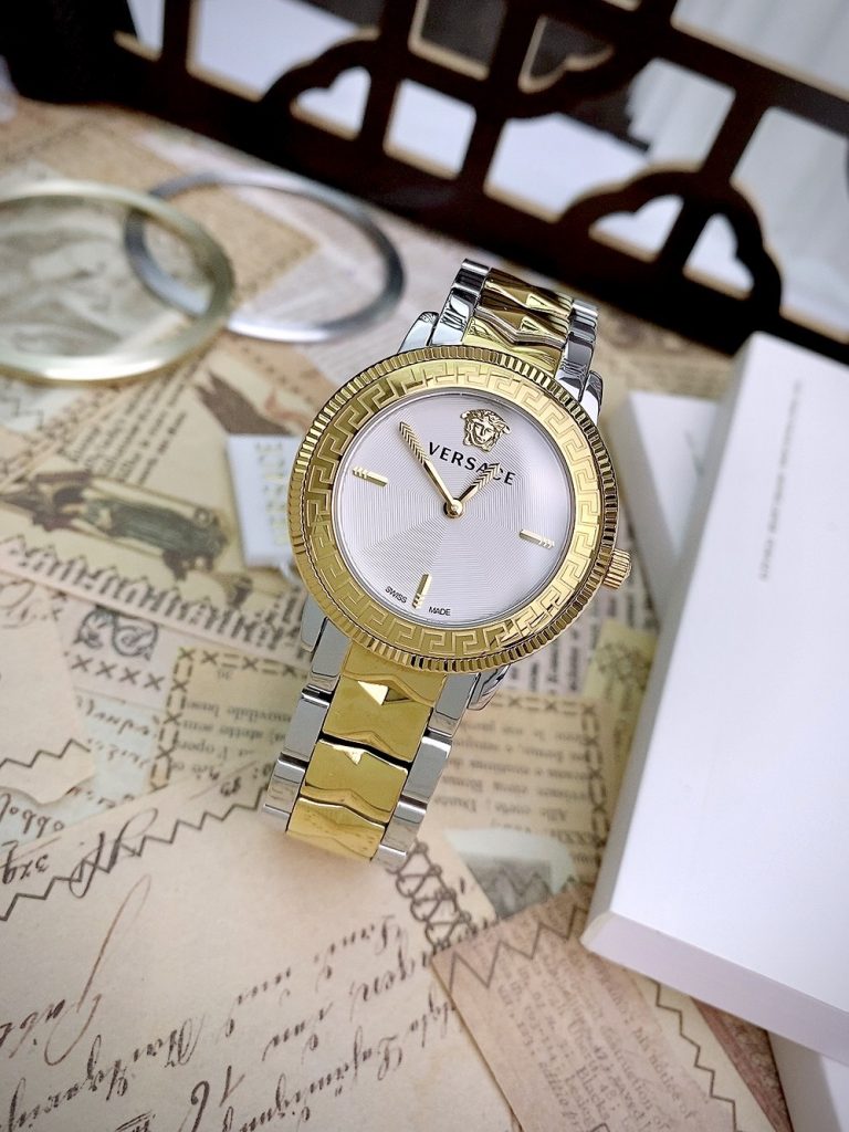 Đồng hồ Versace Tribute nữ mặt trắng dây kim loại Like Auth 36mm