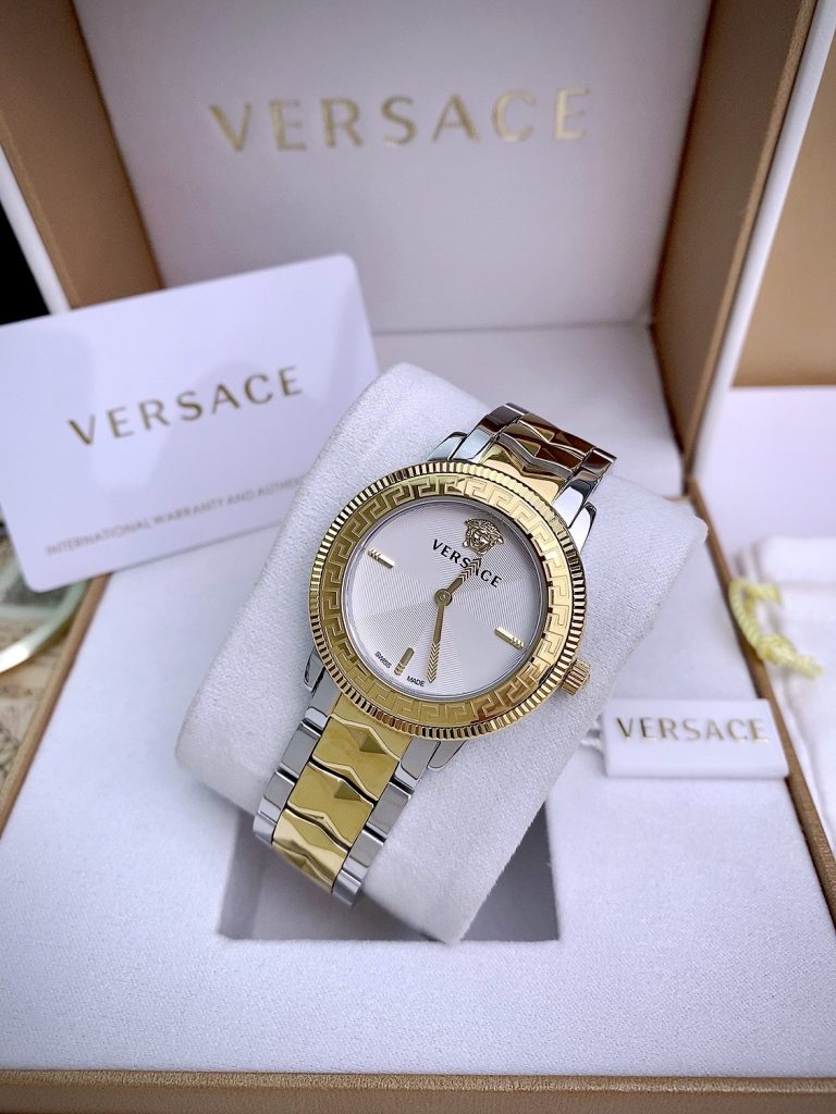 Đồng hồ Versace Tribute nữ mặt trắng dây kim loại Like Auth 36mm