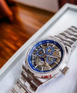 Đồng hồ nam Hanboro chính hãng máy lộ cơ đính đá 42mm (1)