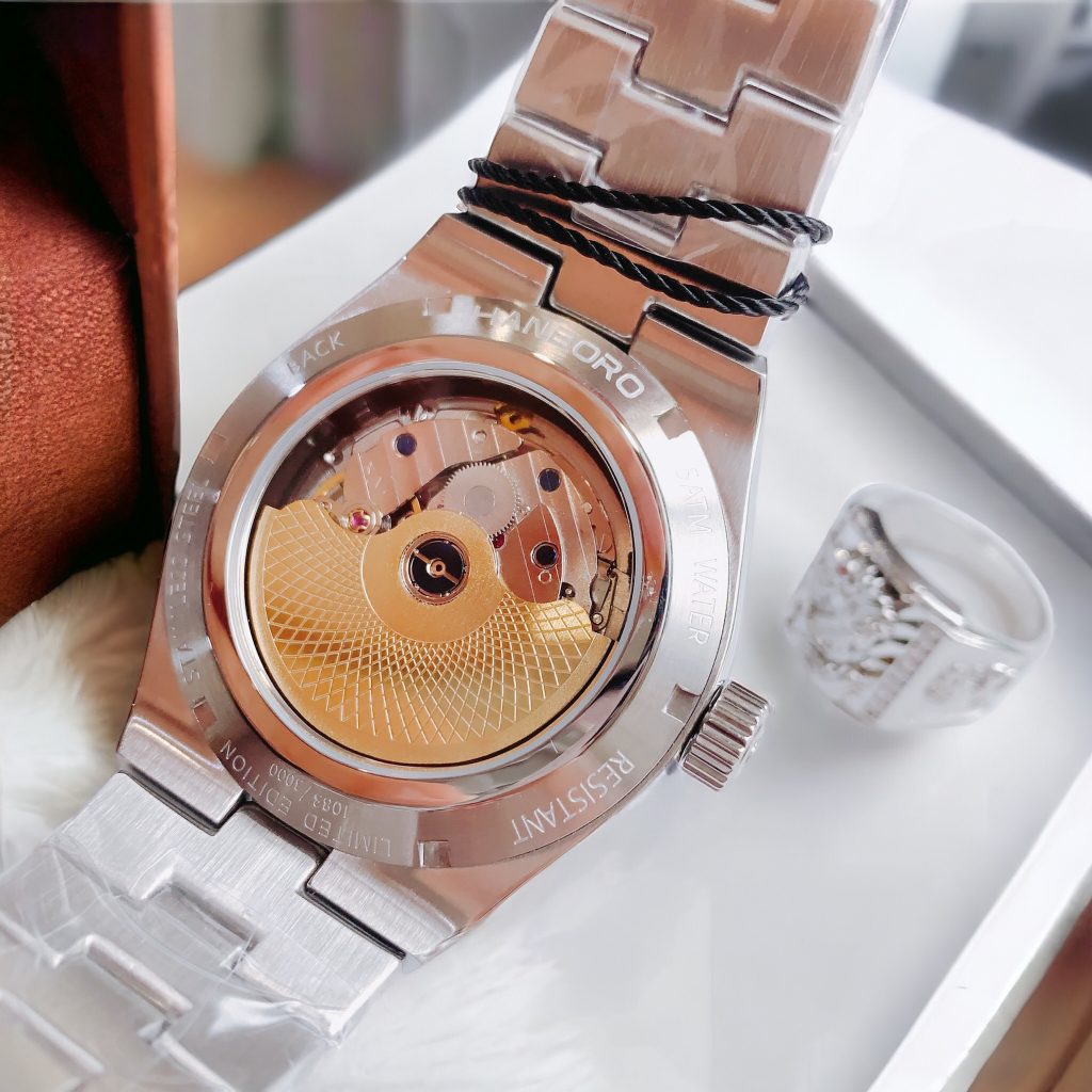 Đồng hồ nam Hanboro chính hãng máy lộ cơ đính đá 42mm (1)