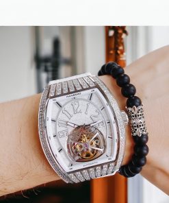 Đồng hồ nam Hanboro cơ lộ máy đính đá chính hãng 43mm (1)