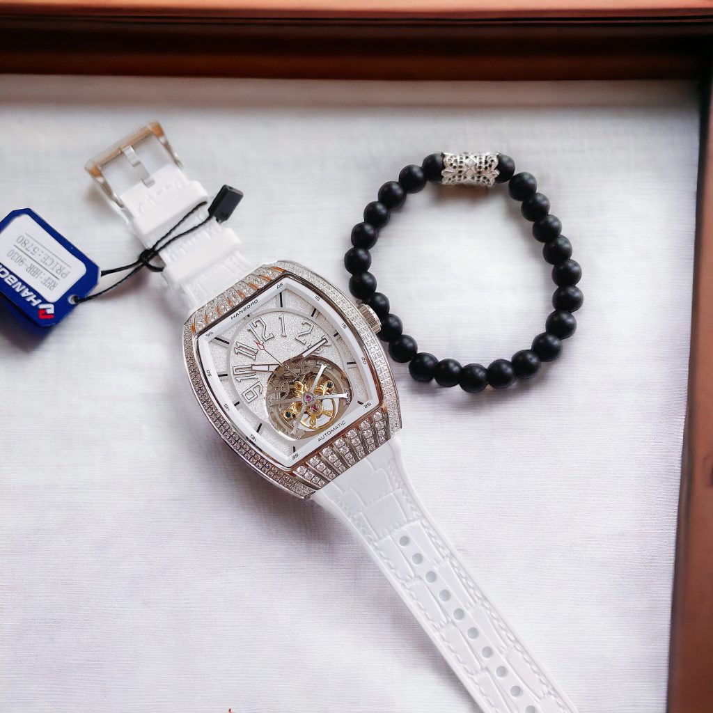 Đồng hồ nam Hanboro cơ lộ máy đính đá chính hãng 43mm (1)