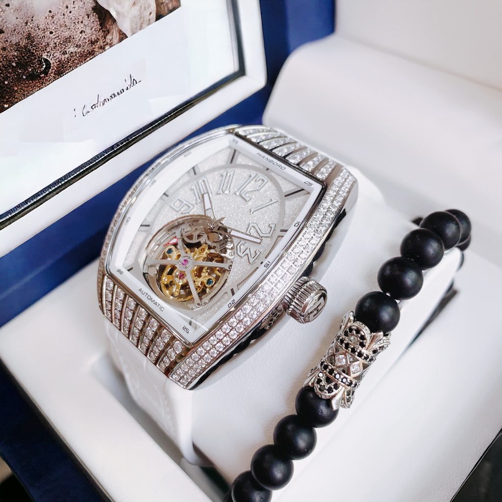 Đồng hồ nam Hanboro cơ lộ máy đính đá chính hãng 43mm (1)