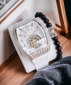 Đồng hồ nam Hanboro cơ lộ máy đính đá chính hãng 43mm (1)