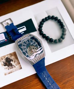 Đồng hồ nam Hanboro dây cao su lộ cơ chính hãng 43mm (1)