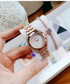 Đồng hồ nữ Hanboro mặt xà cừ đính đá chính hãng 35mm (1)