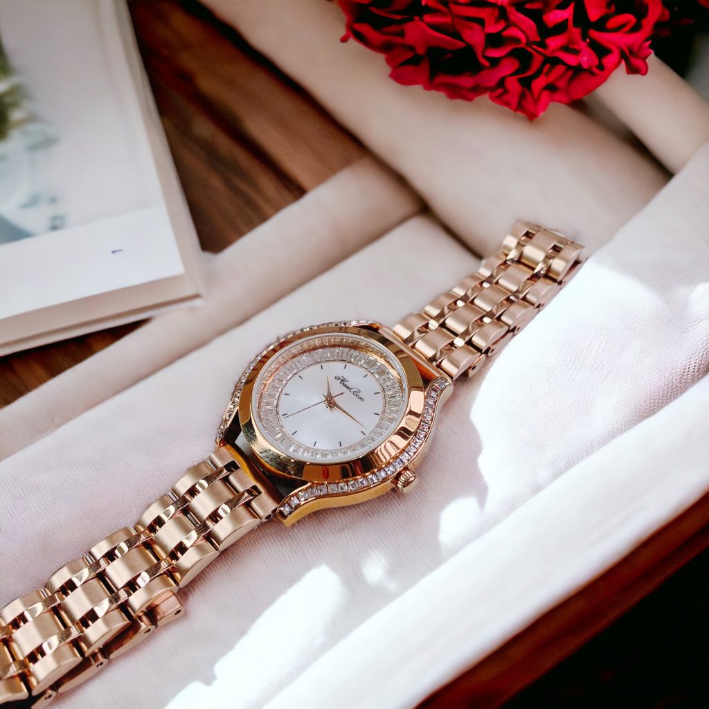Đồng hồ nữ Hanboro mặt xà cừ đính đá chính hãng 35mm (1)