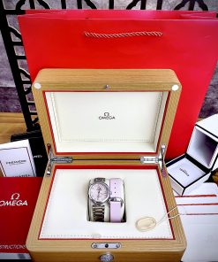 Đồng hồ nữ Omega Ladymatic màu hồng tặng kèm dây da Fake giá rẻ 34mm