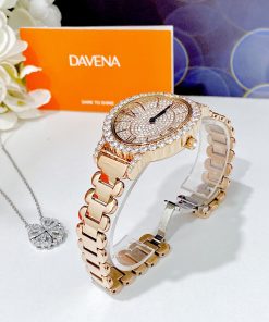 Đồng hồ Davena Austria 31893 nữ dây kim loại đính đá chính hãng 34mm (8)