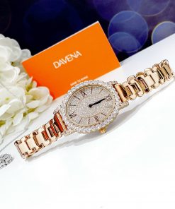Đồng hồ Davena Austria 31893 nữ dây kim loại đính đá chính hãng 34mm (8)