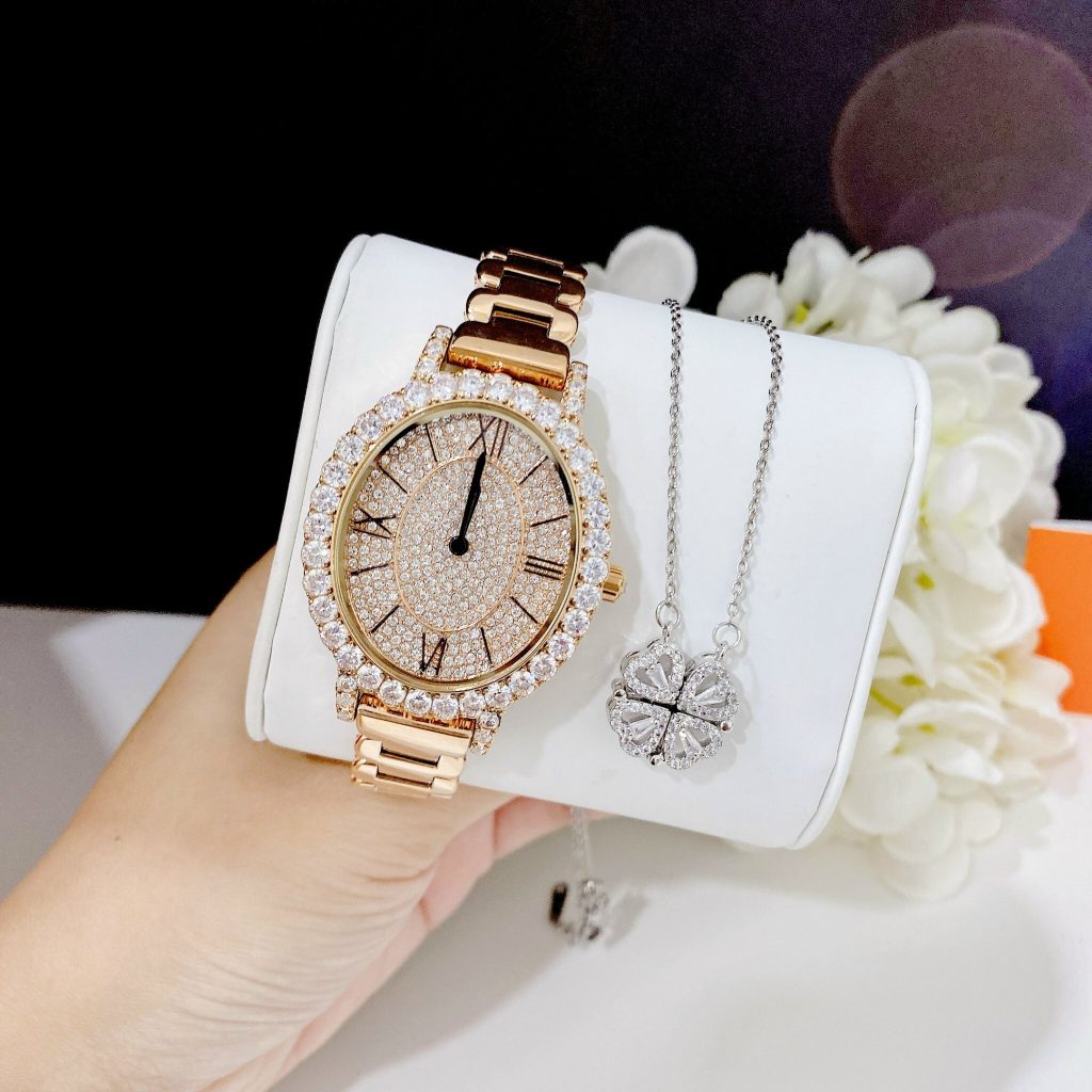 Đồng hồ Davena Austria 31893 nữ dây kim loại đính đá chính hãng 34mm (8)