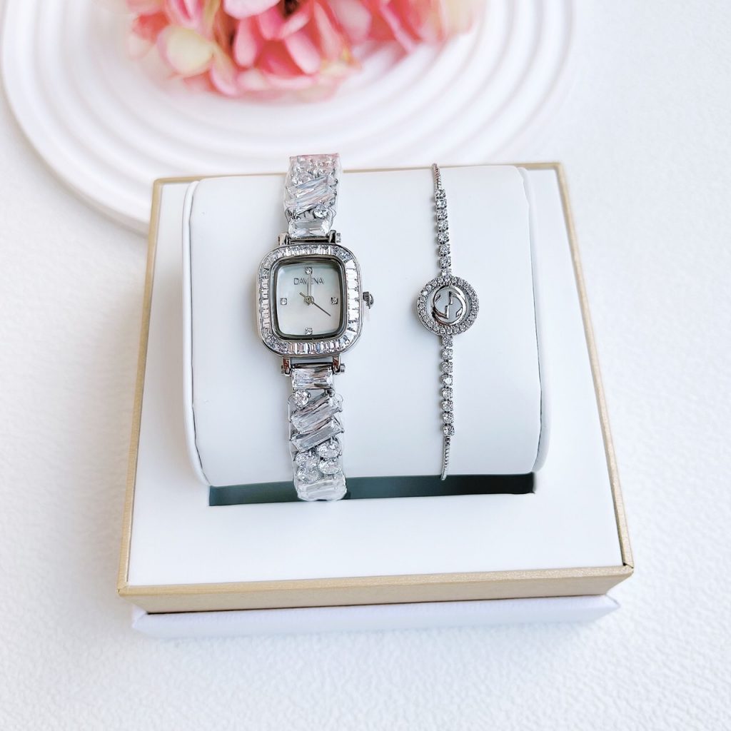 Đồng hồ Davena Austria 61901A chính hãng mặt xà cừ vuông (2)