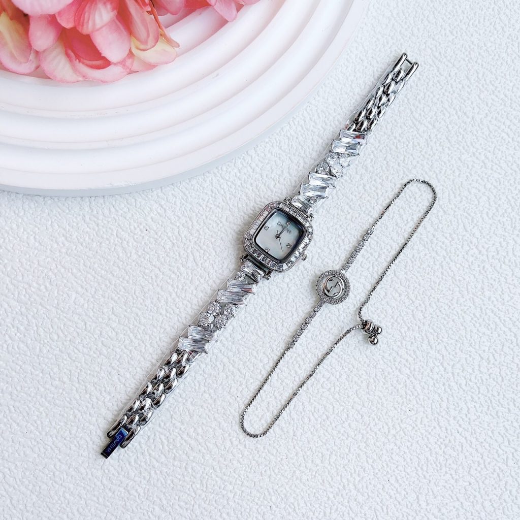 Đồng hồ Davena Austria 61901A chính hãng mặt xà cừ vuông (2)