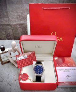 Đồng hồ Omega Deville fake cao cấp máy cơ Nhật mặt xanh (1)
