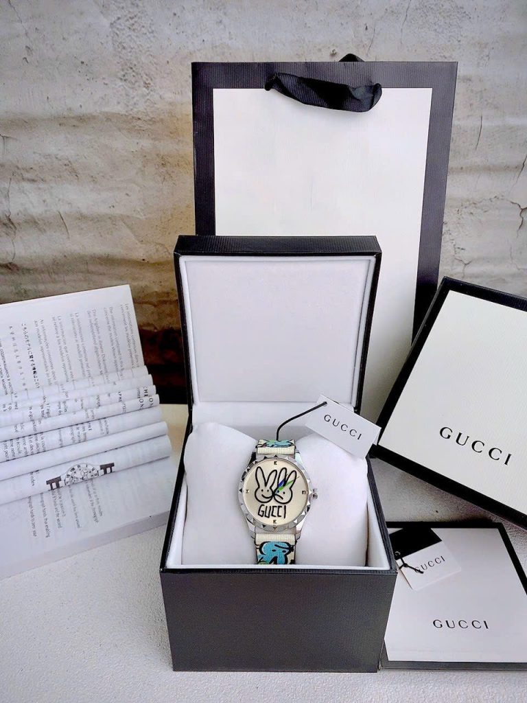 Đồng hồ nữ Gucci Like auth dây da mặt hoạ tiết thỏ 38mm (1)