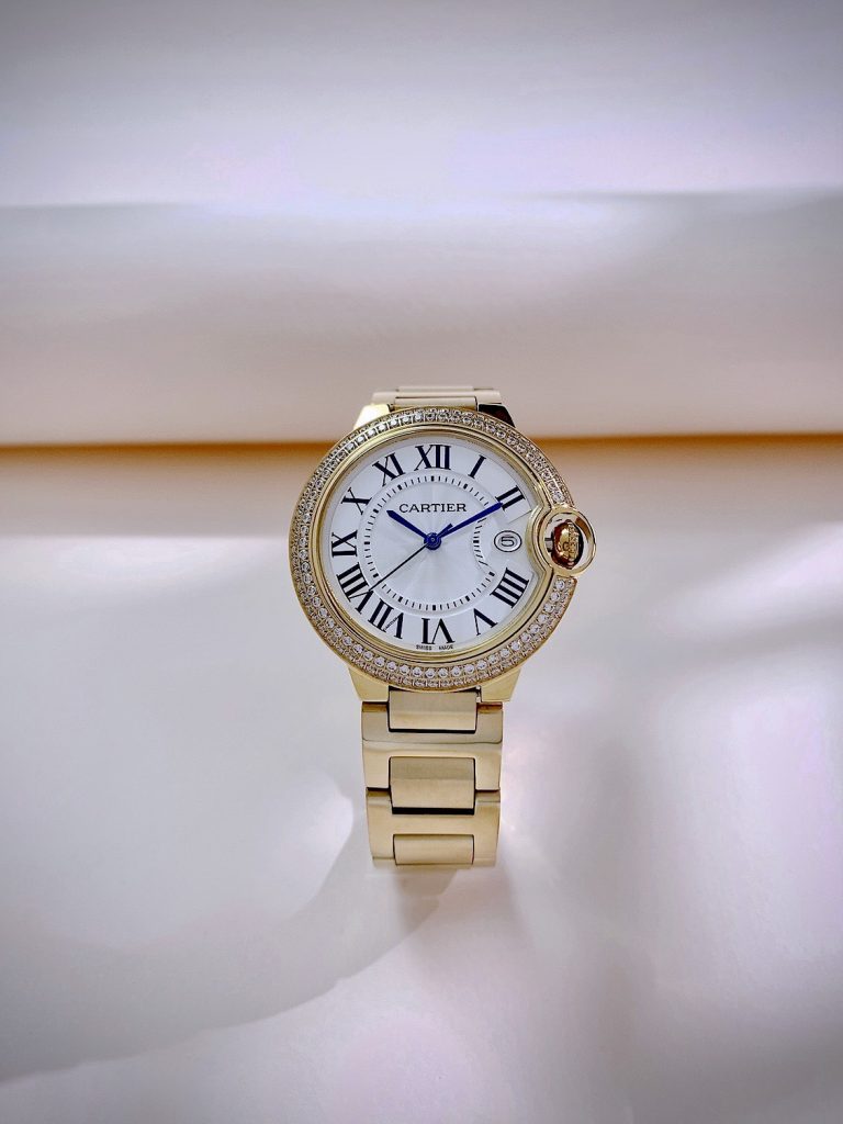 Đồng hồ Cartier Ballon Bleu nữ đính đá vàng gold Fake giá rẻ 36mm (1)