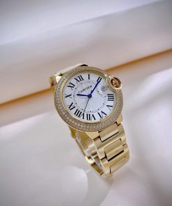 Đồng hồ Cartier Ballon Bleu nữ đính đá vàng gold Fake giá rẻ 36mm (1)