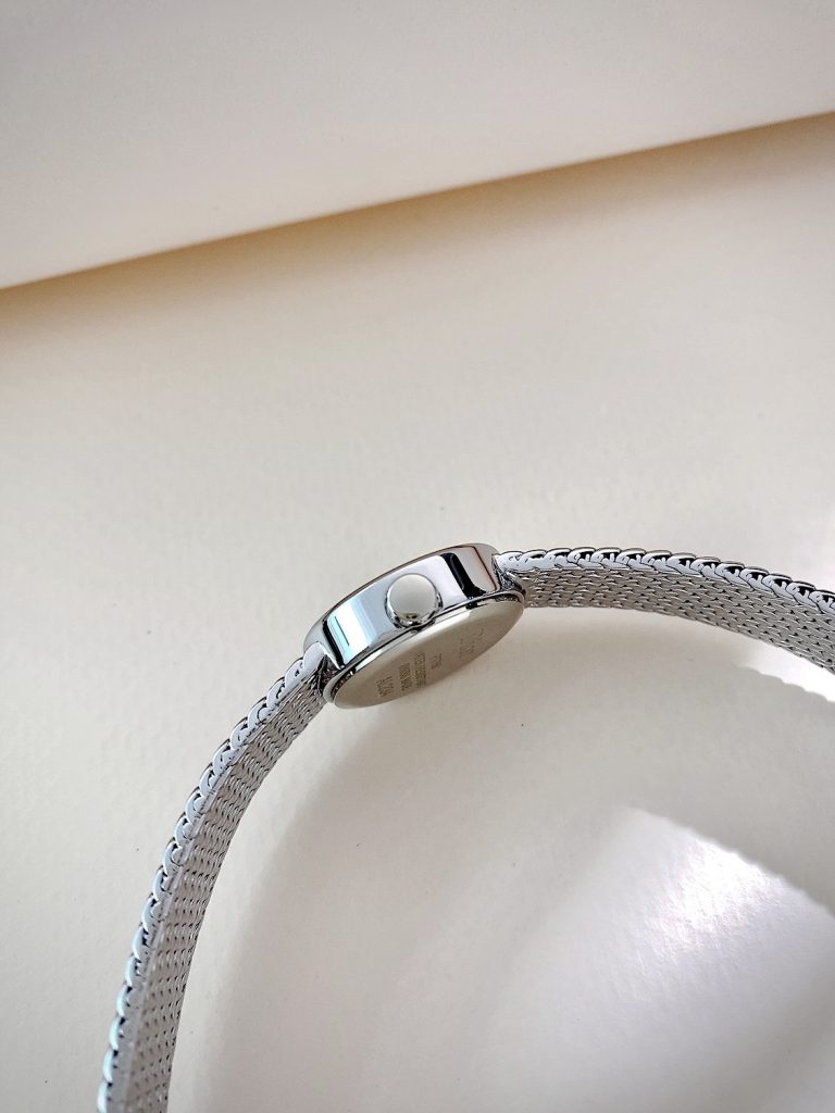 Đồng hồ Dior Satine nữ mặt đen dây kim loại Like Auth (5)