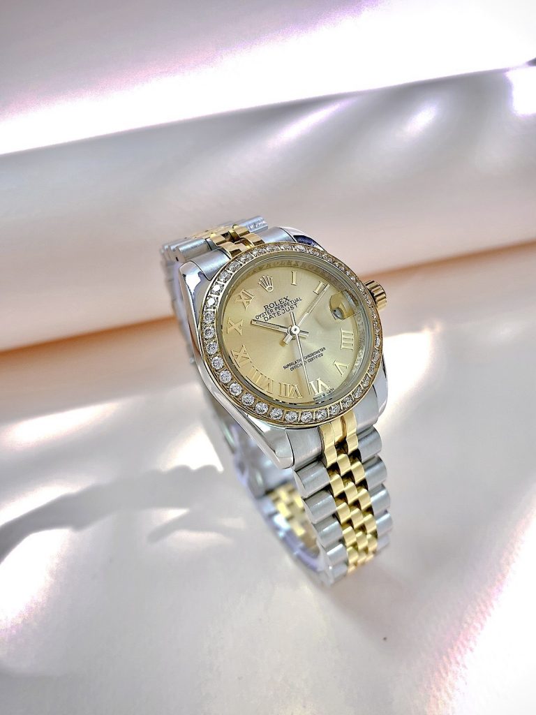 Đồng hồ Rolex DateJust nữ vàng gold niềng đá fake 11 31mm (8)