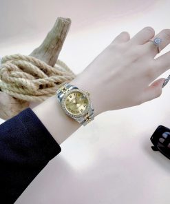 Đồng hồ Rolex DateJust nữ vàng gold niềng đá fake 11 31mm (8)