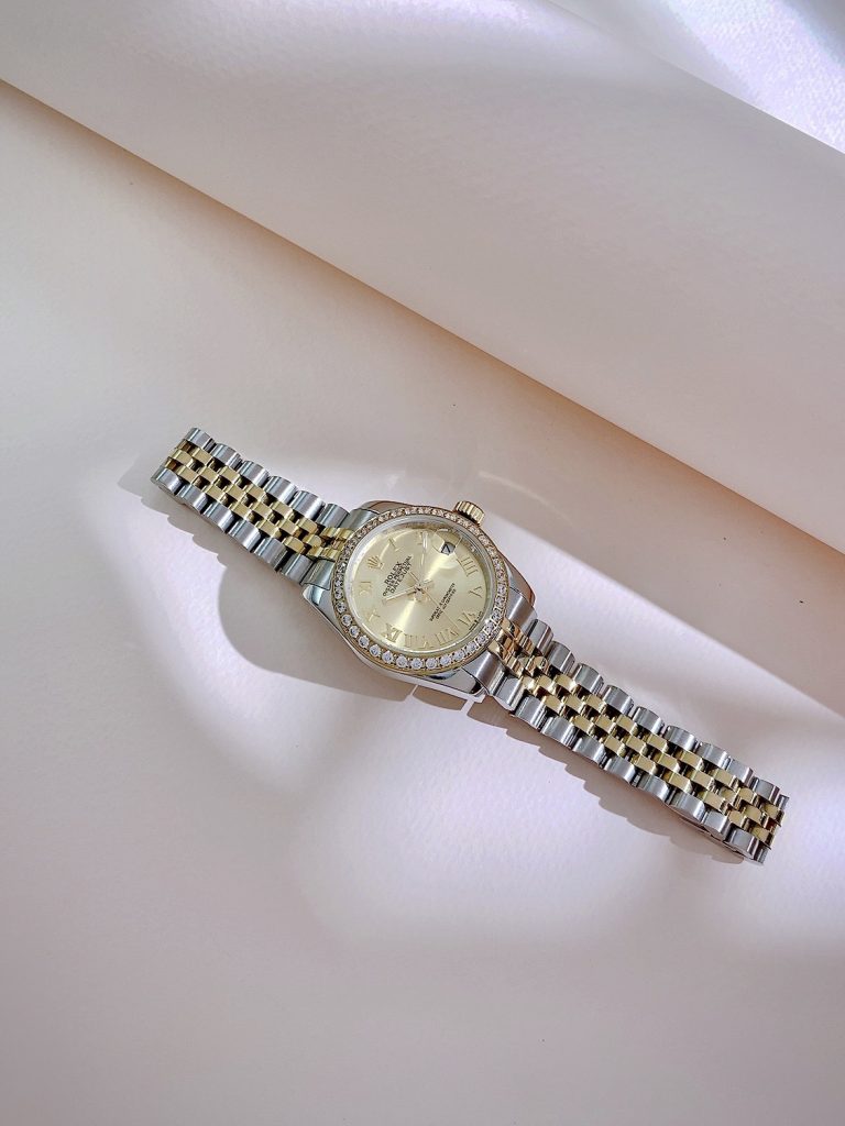 Đồng hồ Rolex DateJust nữ vàng gold niềng đá fake 11 31mm (8)