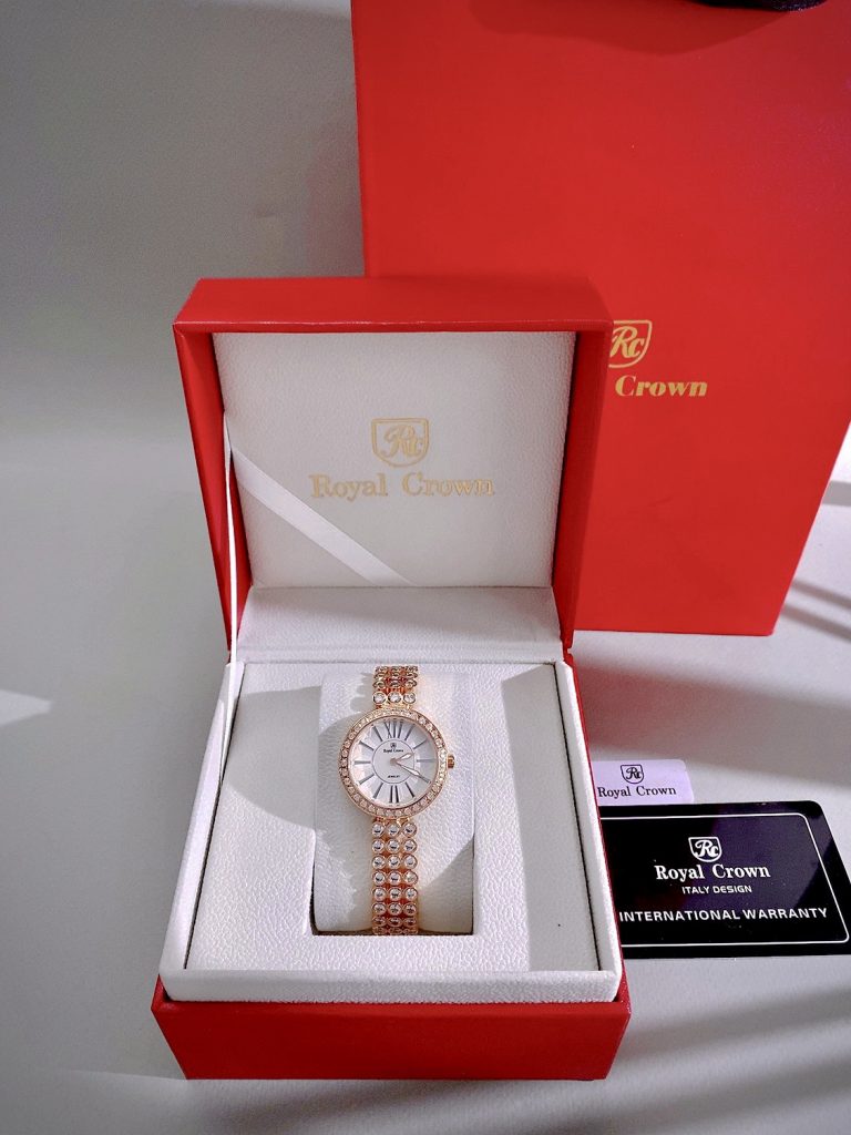 Đồng hồ Royal Crown nữ màu vàng hồng đính đá like auth (1)