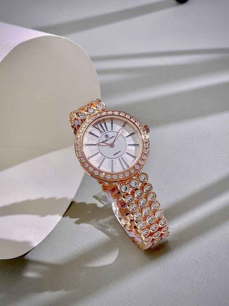 Đồng hồ Royal Crown nữ màu vàng hồng đính đá like auth (1)