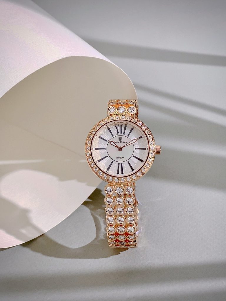 Đồng hồ Royal Crown nữ màu vàng hồng đính đá like auth (1)