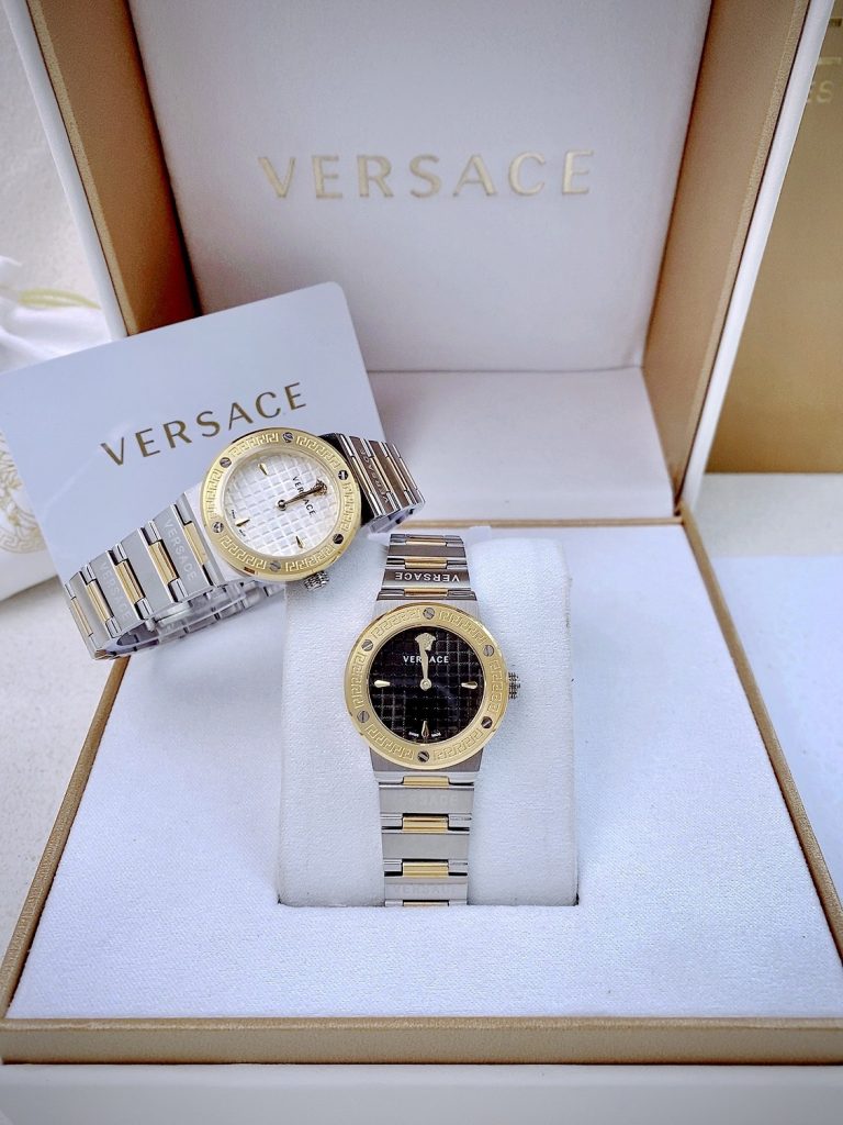Đồng hồ Versace Greca nữ dây kim loại demi gold fake 11 27mm (1)