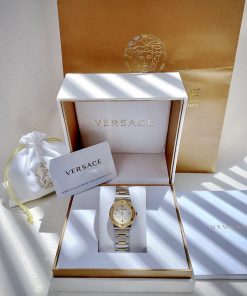Đồng hồ Versace Greca nữ dây kim loại demi gold fake 11 27mm (1)