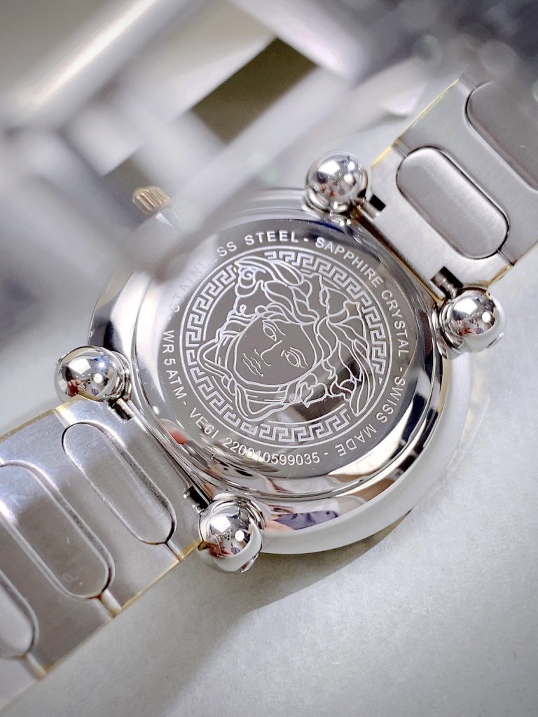 Đồng hồ Versace Greca twist nữ dây kim loại demi gold fake 11  (1)