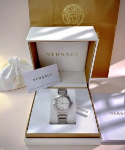 Đồng hồ Versace Tribute nữ mặt trắng dây kim loại Rep 11 (1)