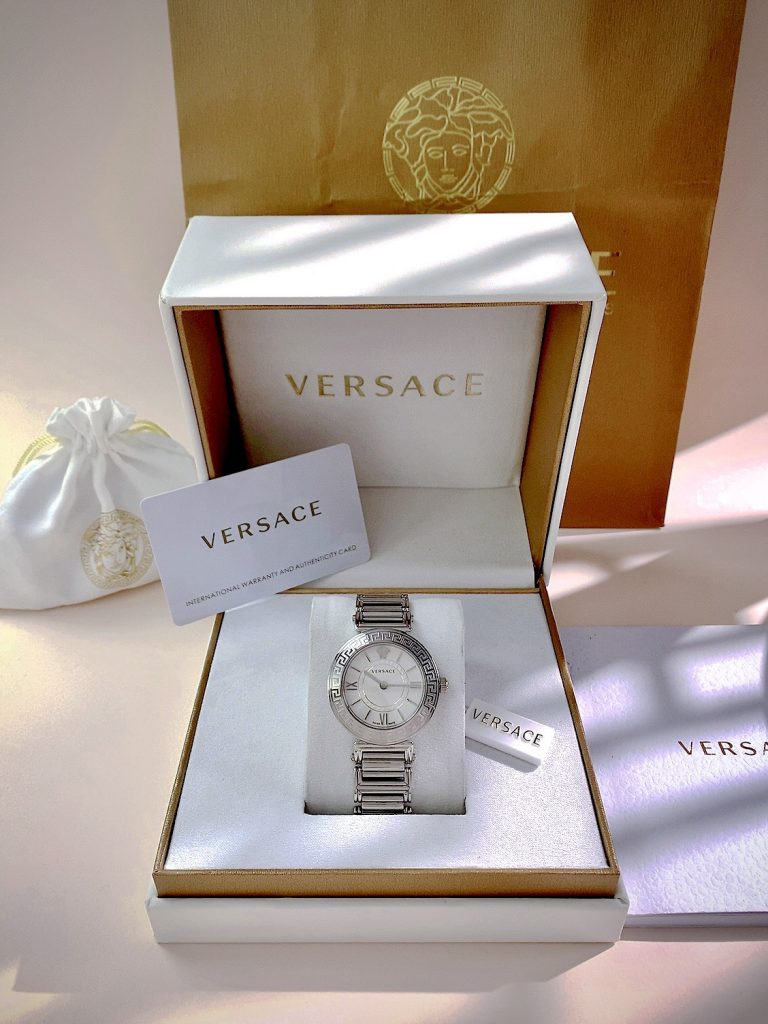 Đồng hồ Versace Tribute nữ mặt trắng dây kim loại Rep 11  (1)