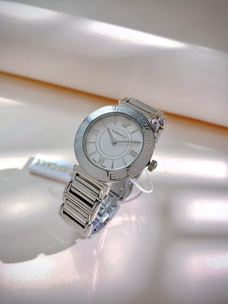 Đồng hồ Versace Tribute nữ mặt trắng dây kim loại Rep 11  (1)