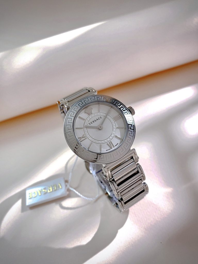 Đồng hồ Versace Tribute nữ mặt trắng dây kim loại Rep 11  (1)