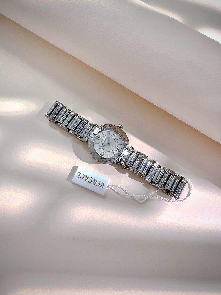 Đồng hồ Versace Tribute nữ mặt trắng dây kim loại Rep 11  (1)