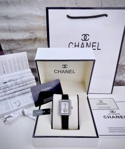 Đồng hồ nữ Chanel boy's friend dây da đính đá siêu cấp 28x32mm (1)